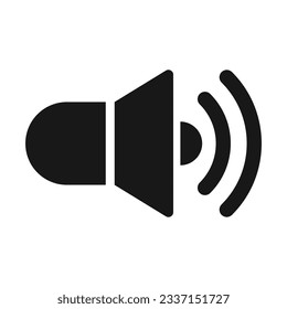 Sound Speaker Vector Icon, Megaphone Announcement Vector Icon, Louder Sound Symbol, MP3 Button, Musical Design Elements, Stereo Button, Audio Symbol, Speaker Pictogram, Silhouette On White Background