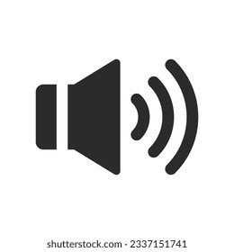 Icono del vector del altavoz de sonido, Icono del vector del anuncio de megáfono, Símbolo de sonido más fuerte, botón MP3, elementos de diseño musical, botón estéreo, símbolo de audio, pictograma del altavoz, silueta sobre fondo blanco
