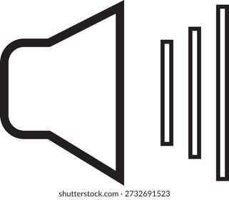 Vektorsymbol des Lautsprechers, Megaphonankündigung, Vektorsymbol, Lautstärkesymbol, MP3-Taste, musikalische Gestaltungselemente, Stereotaste, Audiosymbol, Lautsprecherpiktogramm, Silhouette auf weißem Hintergrund