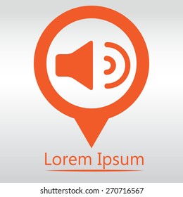 Sound, Speaker Volume icon, icon map pin. 