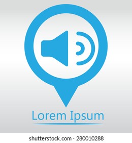 Sound, Speaker Volume icon, icon map pin. 