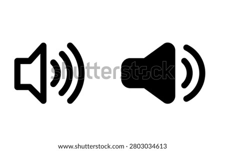 Sound and speaker volume outline and solid icons set