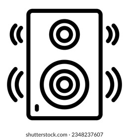 Sound speaker with sound waves line icon. Retro loudspeaker symbol, outline style pictogram on white background. Musical subwoofer sign mobile concept web design. Vector graphics.