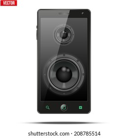 Sound speakers Dynamics inside screen a mobile phone. Vector Illustration isolated on white background.