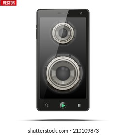 Sound speakers Dynamics inside screen a mobile phone. Vector Illustration isolated on white background.