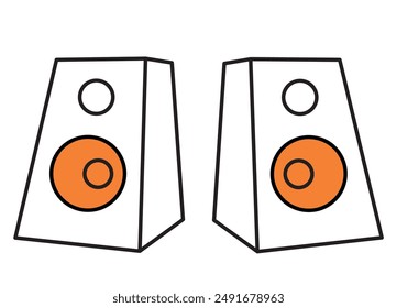 Sound speakers minimal illustration. Vector outline trendy style illustration for DJ mix cover, music, poster, party, flyer design.