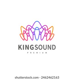 sound spectrum with crown shape vector logo design illustration 2 