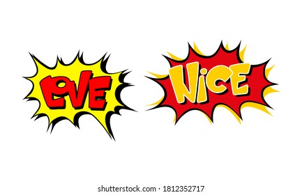 Sound Speech Bubbles with Word Inside Vector Set
