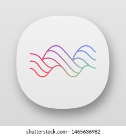 Sound spiral wave app icon. UI/UX user interface. Music rhythm, audio curled soundwave. Wavy line. Vibration, noise curve. Digital waveform. Web or mobile applications. Vector isolated illustration