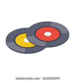 Sound storage musical equipment, sound disc icon in isometric design