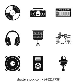 Sound studio icon set. Simple style set of 9 sound studio vector icons for web isolated on white background