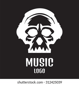Sound studio logo. Music Skull logo