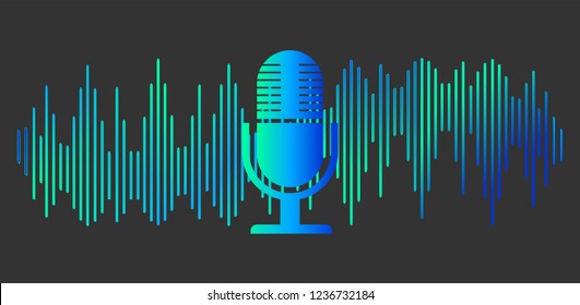 Sound symbol. Personal assistant. Voice recognition Microphone button. Vector illustration.