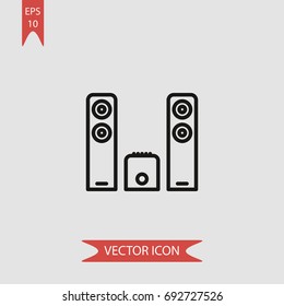 Sound system with big speakers vector icon, illustration symbol