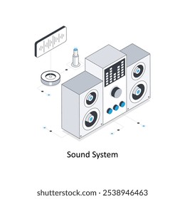 Ilustração de stock isométrica da localização da cabina do sistema de som. EPS Ilustração do estoque de arquivos