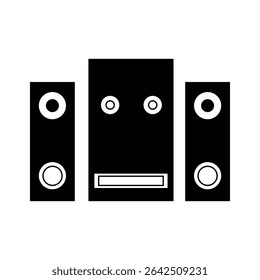 design de ilustração do ícone do sistema de som. Ícone vetorial do sistema de música acústica. Ícone de vetor do sistema de música. Conjunto de ícones da caixa de música. Símbolo de home theater.