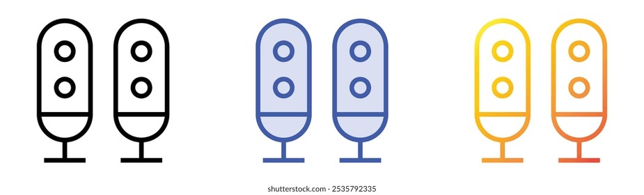 Icono del sistema de sonido. Lineal, relleno azul y diseño de estilo degradado aislado sobre fondo blanco