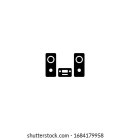 icono del sistema de sonido. icono del altavoz. simple, plano, negro.