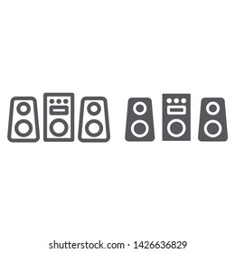Sound system line and glyph icon, party and music, stereo system sign, vector graphics, a linear pattern on a white background, eps 10.
