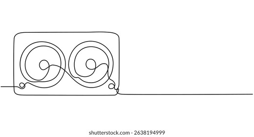 Sound System Line Icon continuous one line drawing, Playful Illustration for Wireless Speaker, Music Speaker Line Art, Single continuous line drawing Sound speaker in wooden body. Music