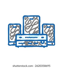 sound system living room doodle icon sketch vector. sound system living room sign. isolated symbol illustration