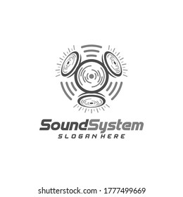 Vector de diseño de logotipos del sistema de sonido, plantilla de logotipo de sonido, diseño conceptual creativo, símbolo de icono
