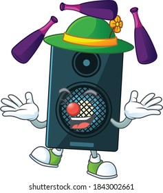 Sound system mascot cartoon design playing Juggling on circus. Vector illustration