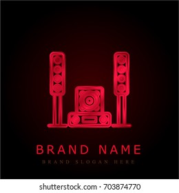 Sound system red chromium metallic logo