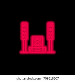 Sound system red glowing neon ui ux icon. Glowing sign logo vector