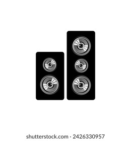 Sound system speakers. Music icon. Musical column speaker bass equipment. Vector illustration