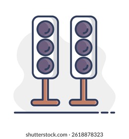 Ícone isolado do vetor dos alto-falantes do sistema de som. Alto-falantes acústicos com três alto-falantes para som
