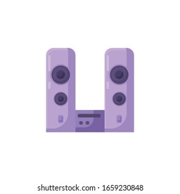 sistema de sonido. icono plano de los altavoces estéreo. ilustración vectorial