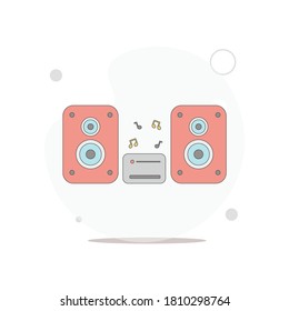 sistema de sonido. altavoces estéreo vectoriales ilustración plana en blanco