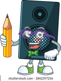 Sound system student Mascot design concept studying at home. Vector illustration