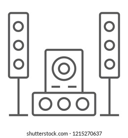 Sound System Thin Line Icon, Audio And Stereo, Music System Sign, Vector Graphics, A Linear Pattern On A White Background, Eps 10.