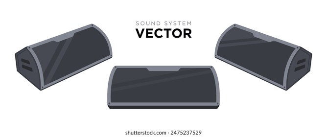 Sound system vector set. PA audio system, line array speakers illustration