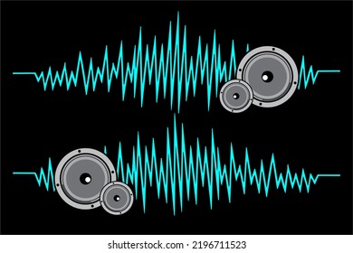 sound themed background vector design with grayscale color. white background with line pattern and sound effects