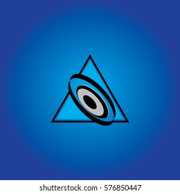 sound in triangle icon logo 