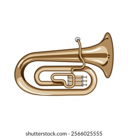 sound tuba cartoon. valve mouthpiece, bell concert, symphony ensemble sound tuba sign. isolated symbol vector illustration