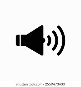 Sound vector icon. Black speaker pictogram, loud icon, flat audio button, noise symbol, volume logo, audio graphic element isolated on white background