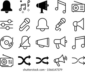 sound vector icon set such as: computer, channel, image, nightclub, shape, abstract, pop, vintage, prohibited, input, jack, label, play, party, entertainment, socket, mixer, urgent, horn, rock