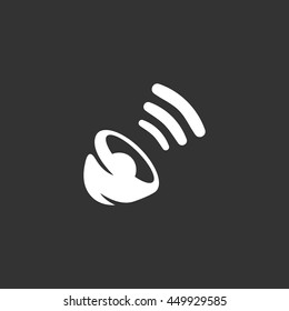 Sound vector logo isolated on a black background. Icon silhouette design template. Simple symbol concept in flat style. Abstract sign, pictogram for web, mobile and infographics