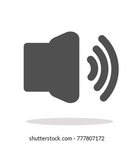 sound vector speaker with volume up icon and shadow with white light gray background