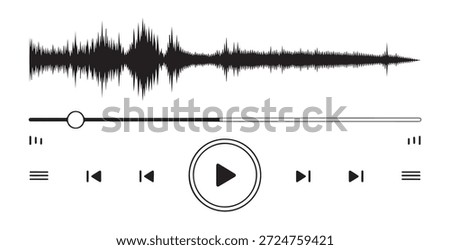 Sound visualization with waveform, adjustable timeline, play pause and navigation controls for digital audio playback