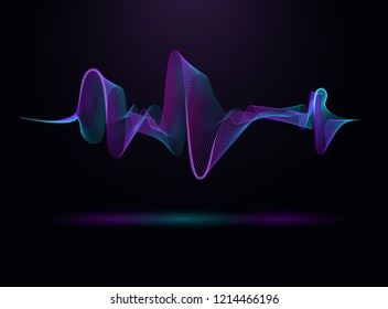 Sound And Voice Beautiful Wave Abstract Background. Audio Wave Form Vector Illustration. Wave Of Musical Soundtrack For Record