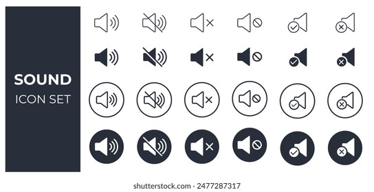 Conjunto de iconos de audio y volumen de sonido 