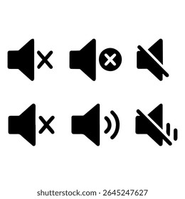 Ícones de controle de som e volume em estilo preto