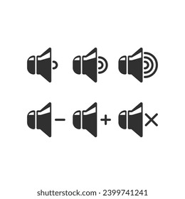 Sound volume control icons. Speaker signs set.