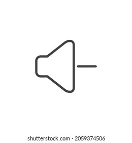 Sound volume down line icon. linear style sign for mobile concept and web design. Sound speaker minus outline vector icon. Symbol, logo illustration. Vector graphics