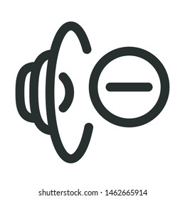 sound volume down, music player - minimal line web icon. simple vector illustration. concept for infographic, website or app.